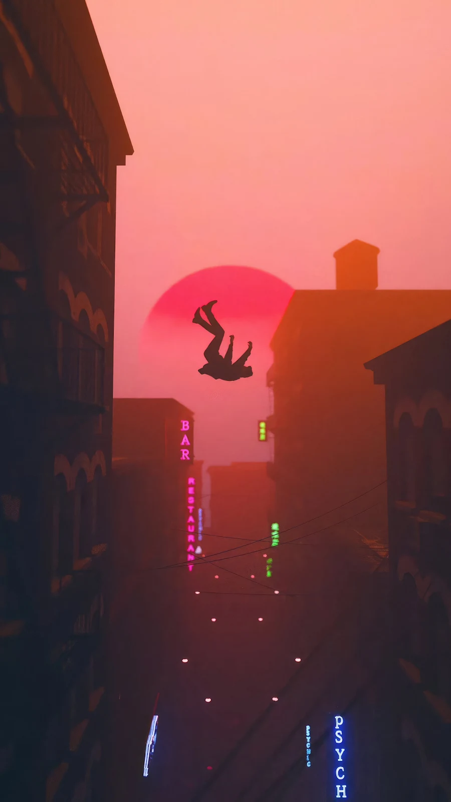 Freefall, Silhouette, Neon, Pink 4K iPhone Wallpaper for Free Download in High Quality [2160x3840]