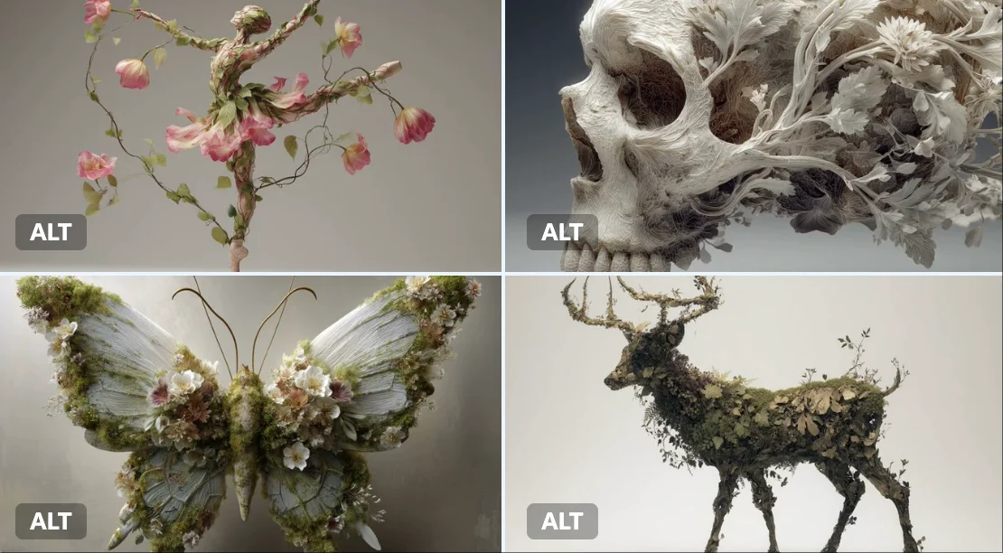 Fusión surrealista de crecimiento orgánico y diseño natural.