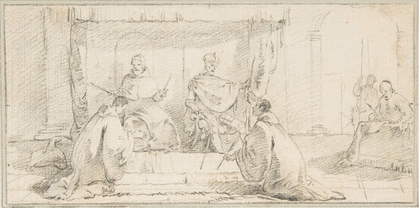 Two Monks Kneeling before a Doge and an Emperor Doge Ziani and Emperor Barbaross
