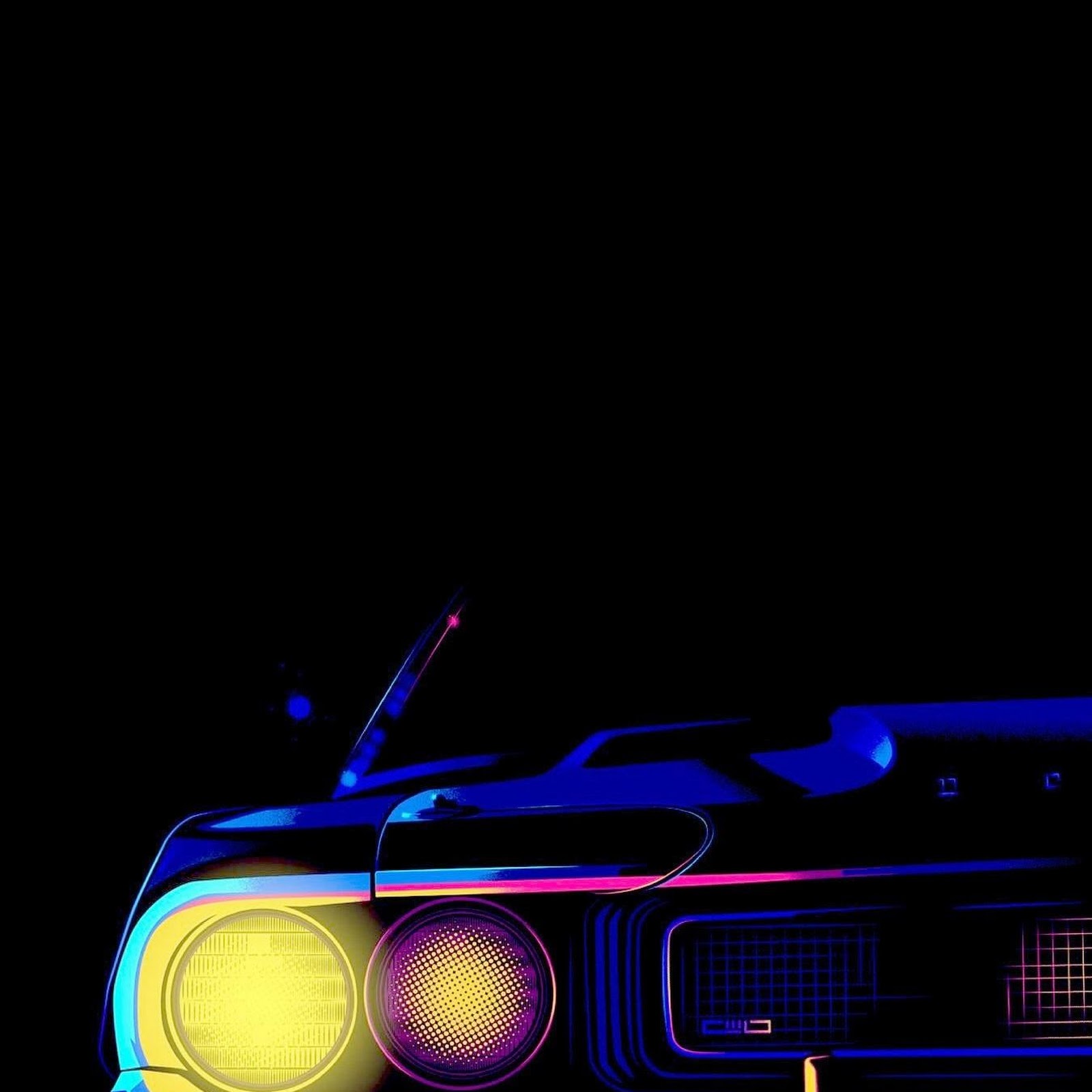 Download Neon Dodge Challenger Front Full HD iPhone