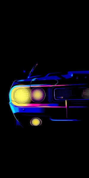 Neon Dodge Challenger Front Full HD iPhone Wallpaper Background