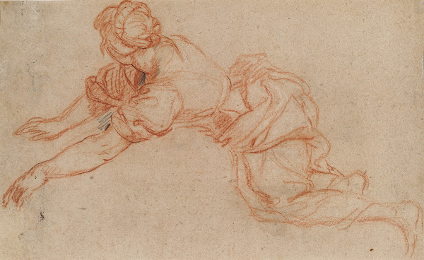 Young Woman Kneeling and Reaching Forward verso c 1698