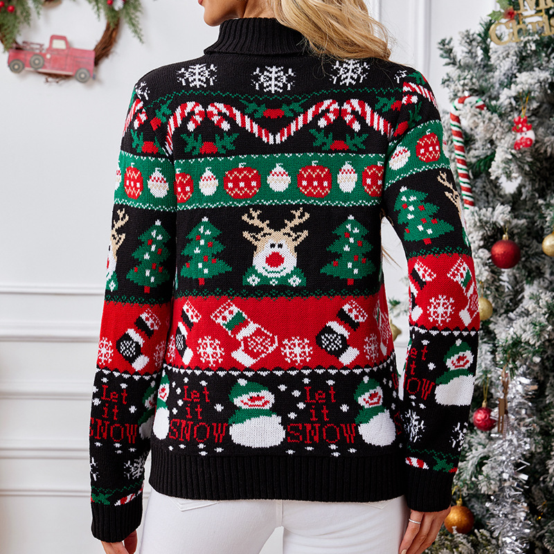 Women's Christmas Sweater with Snowman Motif
