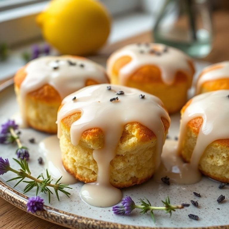Mini Lemon Cakes with Floral Lavender Glaze Recipe – Easy, Homemade Delight finished
