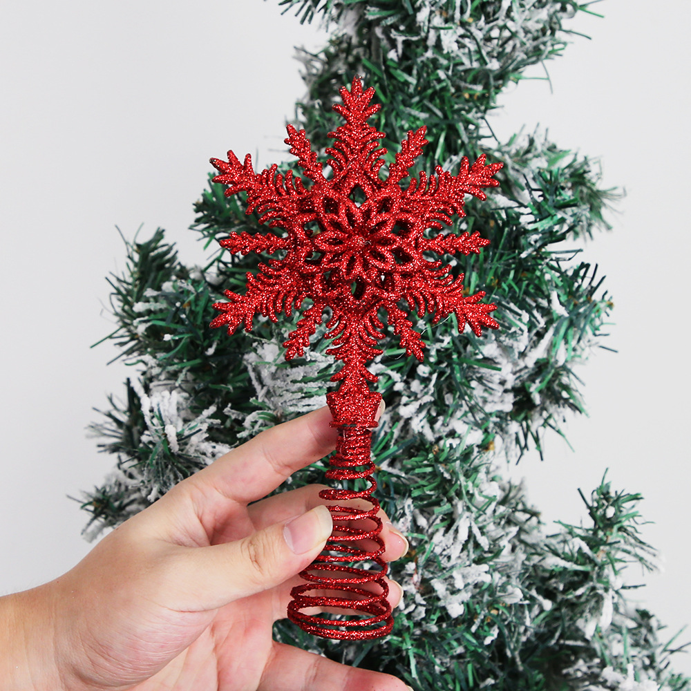 Weihnachtsbaumspitze Stern mit Glitzer-Schneeflocken-Design