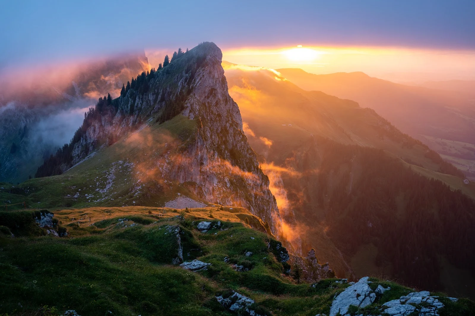 Mountain, Sunset, Landscape, Nature 5K Wallpaper Background (6000x4000)