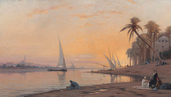 Arabs on banks of the Nile