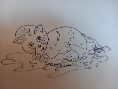 Disegno a china di un gattino, opera di Maria Letizia Gangemi