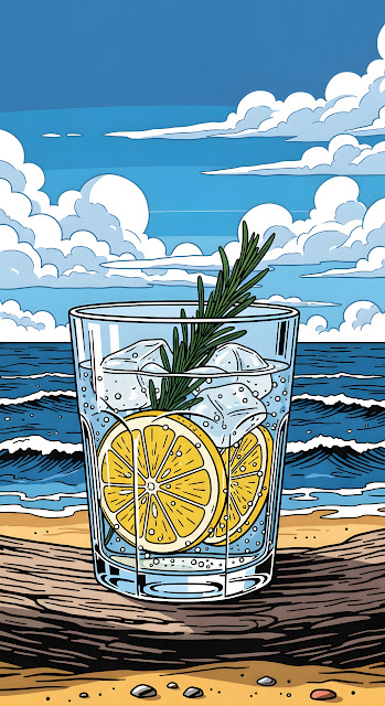 Refreshing Lemon Cocktail Beachside Vector Art - Free mobile Wallpaper