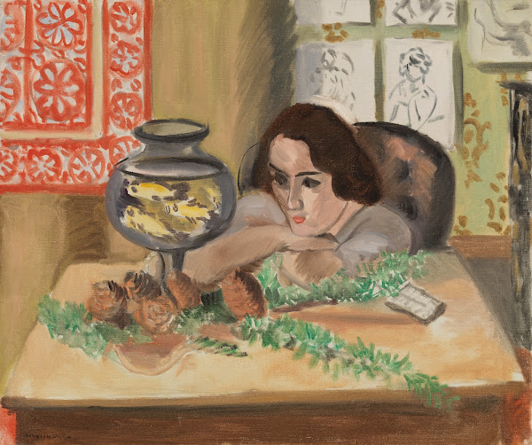 Young Woman before an Aquarium Jeune fille devant un aquarium 1921 1922