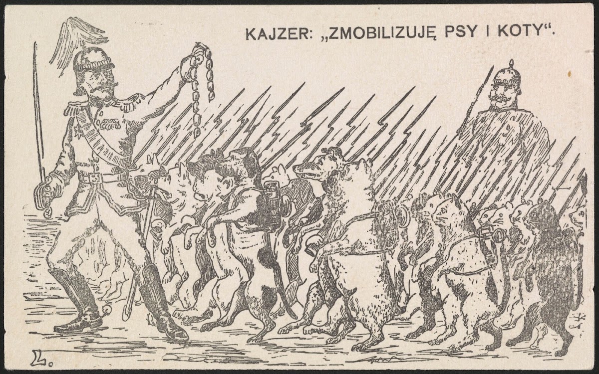 Kajzer Zmobilizuje psy i koty 1914