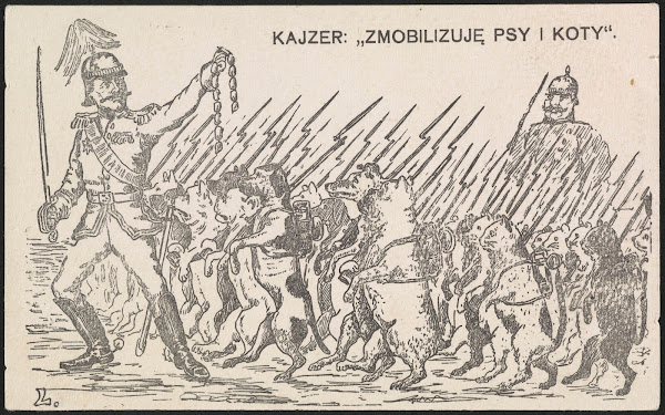 Kajzer Zmobilizuje psy i koty 1914