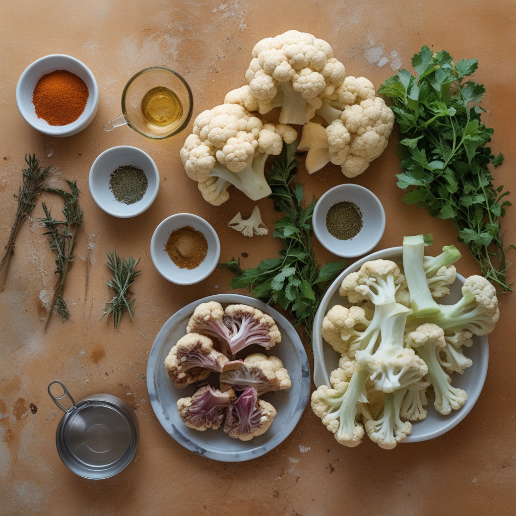 Ingredients for Crispy Baked Cauliflower Steaks - Easy, Healthy & Delicious