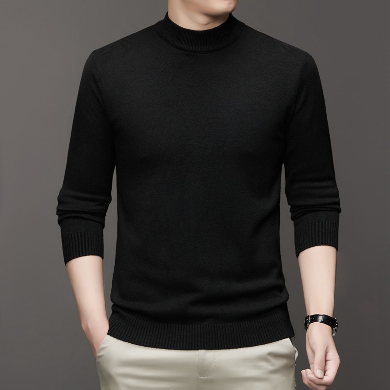 Men's knitted sweater, stand-up collar, slim fit