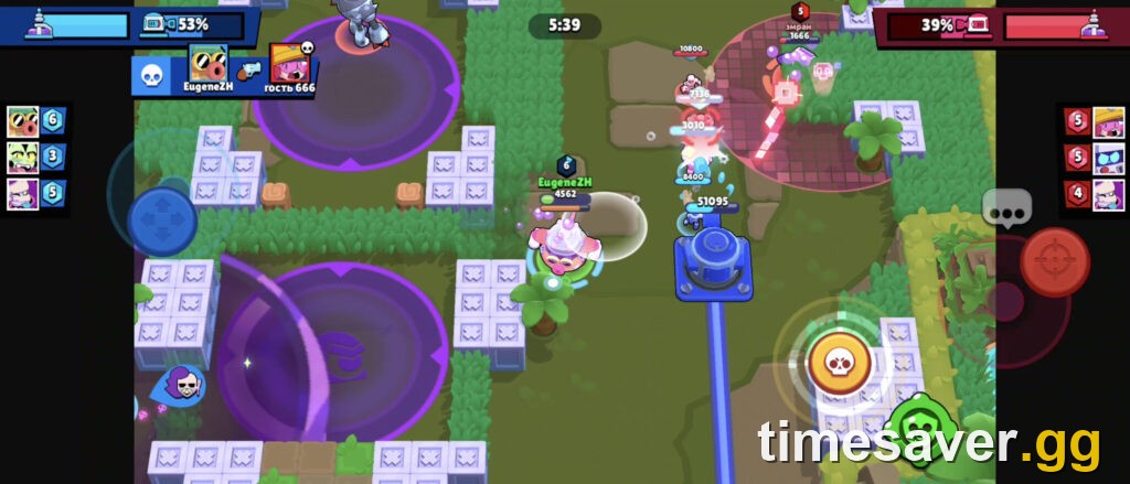 Brawl Stars 3v3 arena gameplay in progress — wins in modes like this advance your Records
