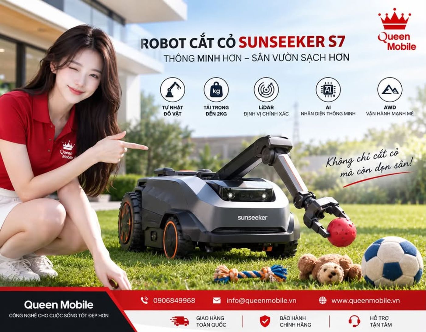 Sunseeker S7 gây chú ý tại IFA 2026 với cánh tay robot tự nhặt đồ chơi trên bãi ...