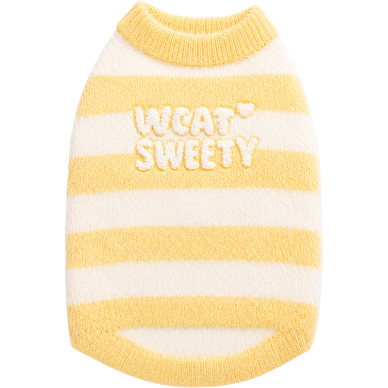 Knitted sweater for pets, sleeved, striped pattern