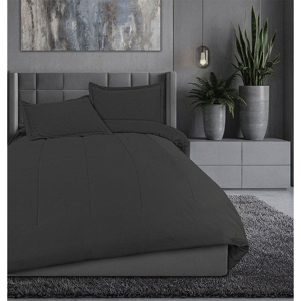 Set de edredón de pana Dalfiori™ Khaleb color gris carbón