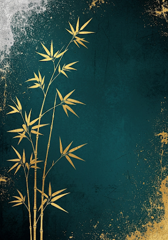 Golden Bamboo on Textured Teal