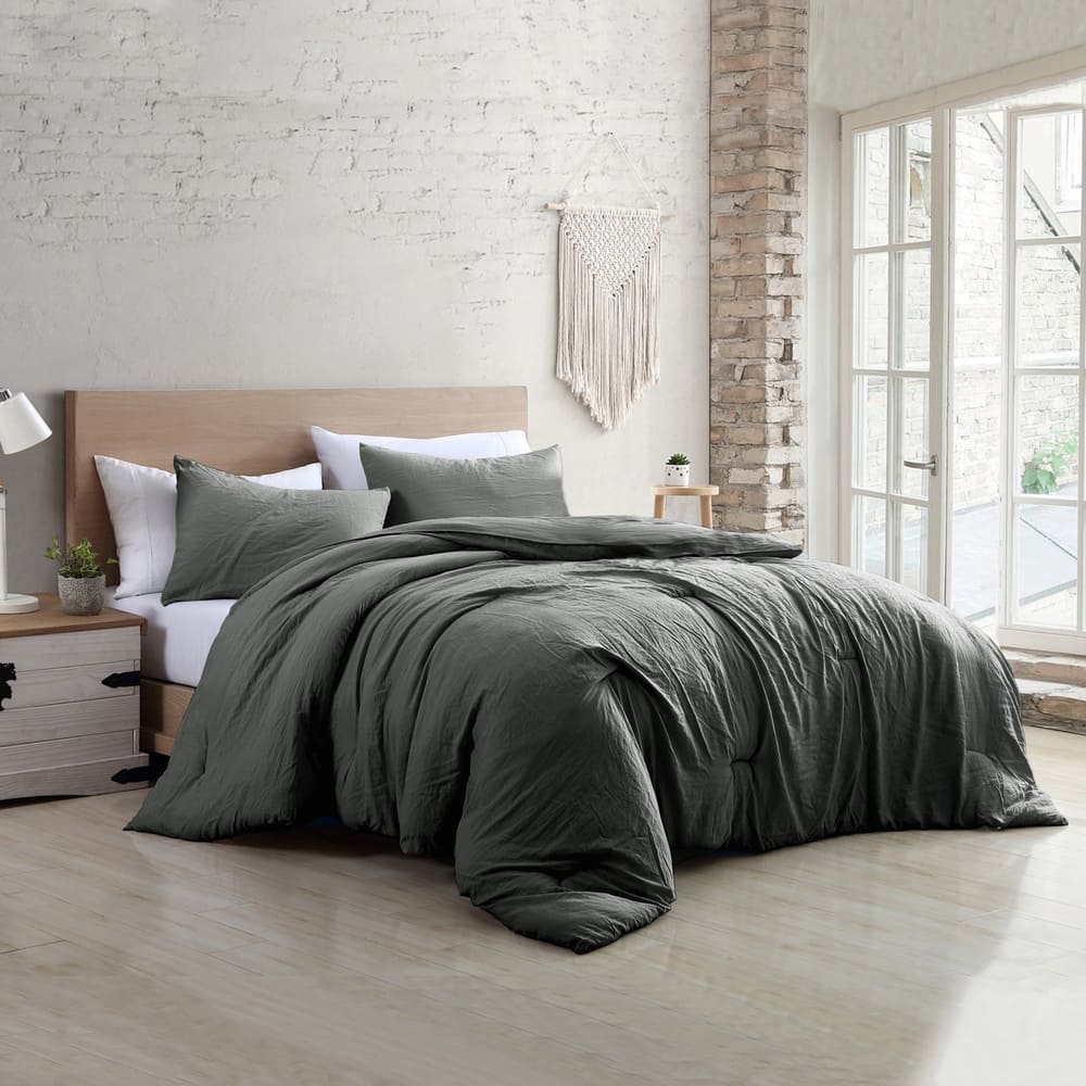 Set de edredón king de poliéster Modern Secrets™ color gris, 3 piezas