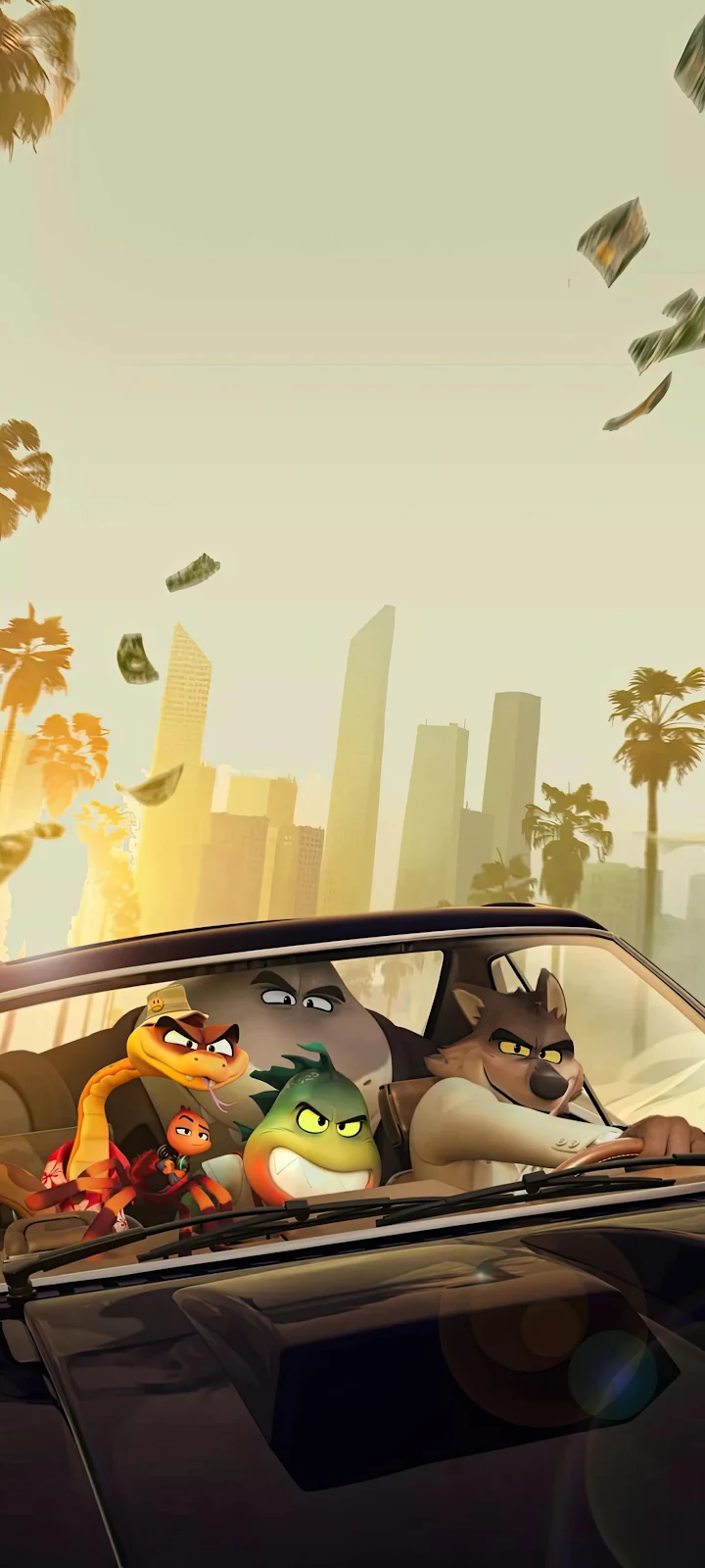 The Bad Guys Car Getaway - 3D Animation 2K iPhone Wallpaper (2000x4443)