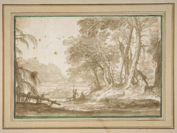 Wooded Landscape with Two Figures 16271703
