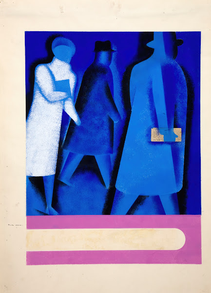 Female and male figures walking at night between 1939 and 1946
