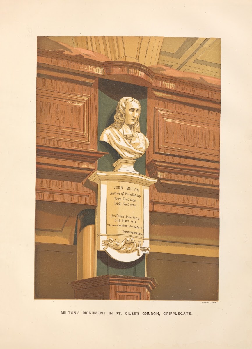 Miltons Monument in St Giles Church Cripplegate 1864