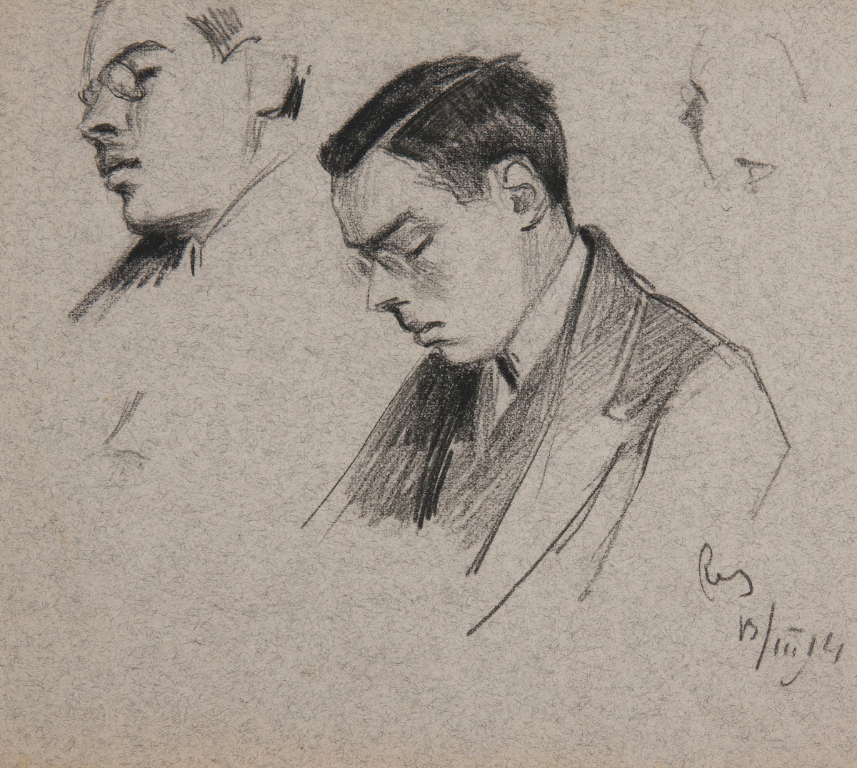 Dwa studia  popiersie i głowa mężczyzny w cwikierze 1914