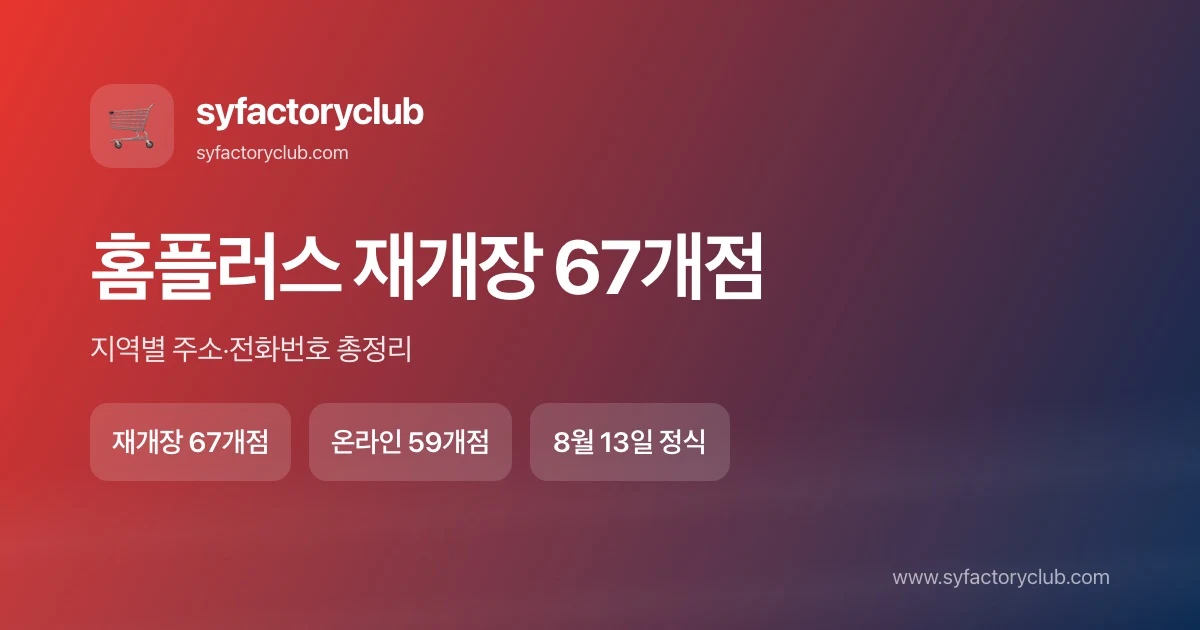 홈플러스 재개장 67개 매장 지역별 주소와 전화번호 총정리