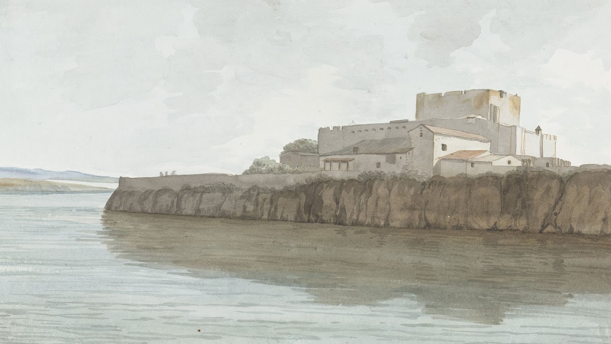 Gezicht op kasteel van Brucoli La Bruca 1778