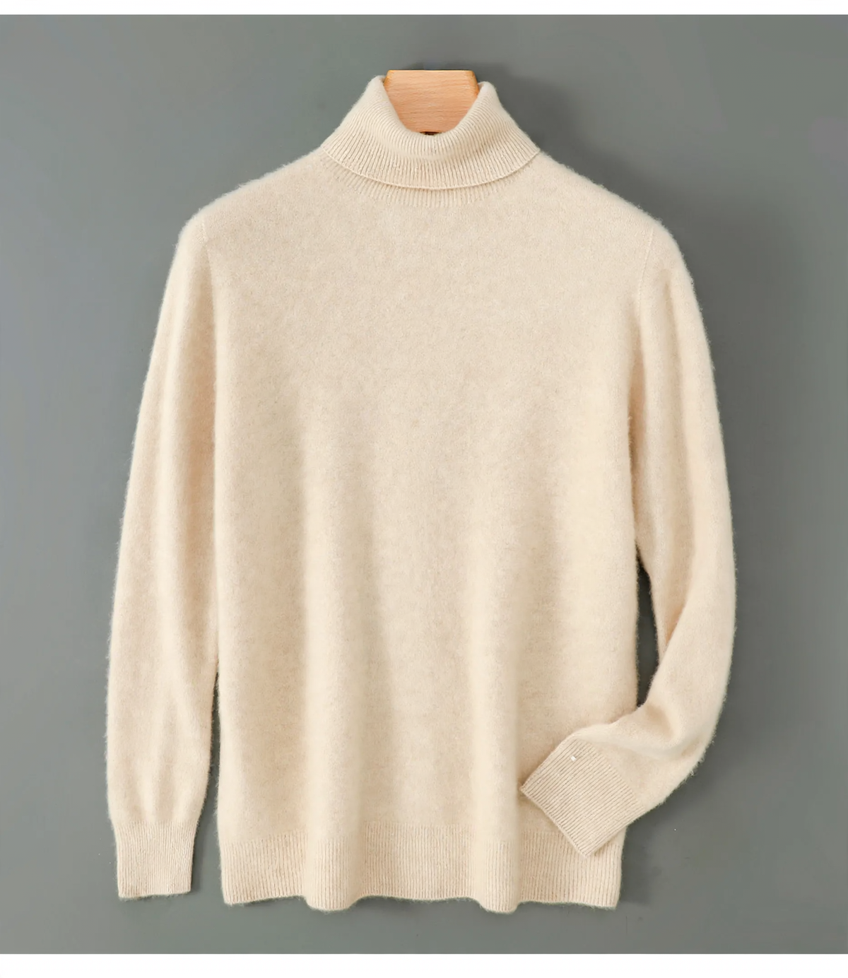 Men's Wool Sweater, Turtleneck, Loose Fit