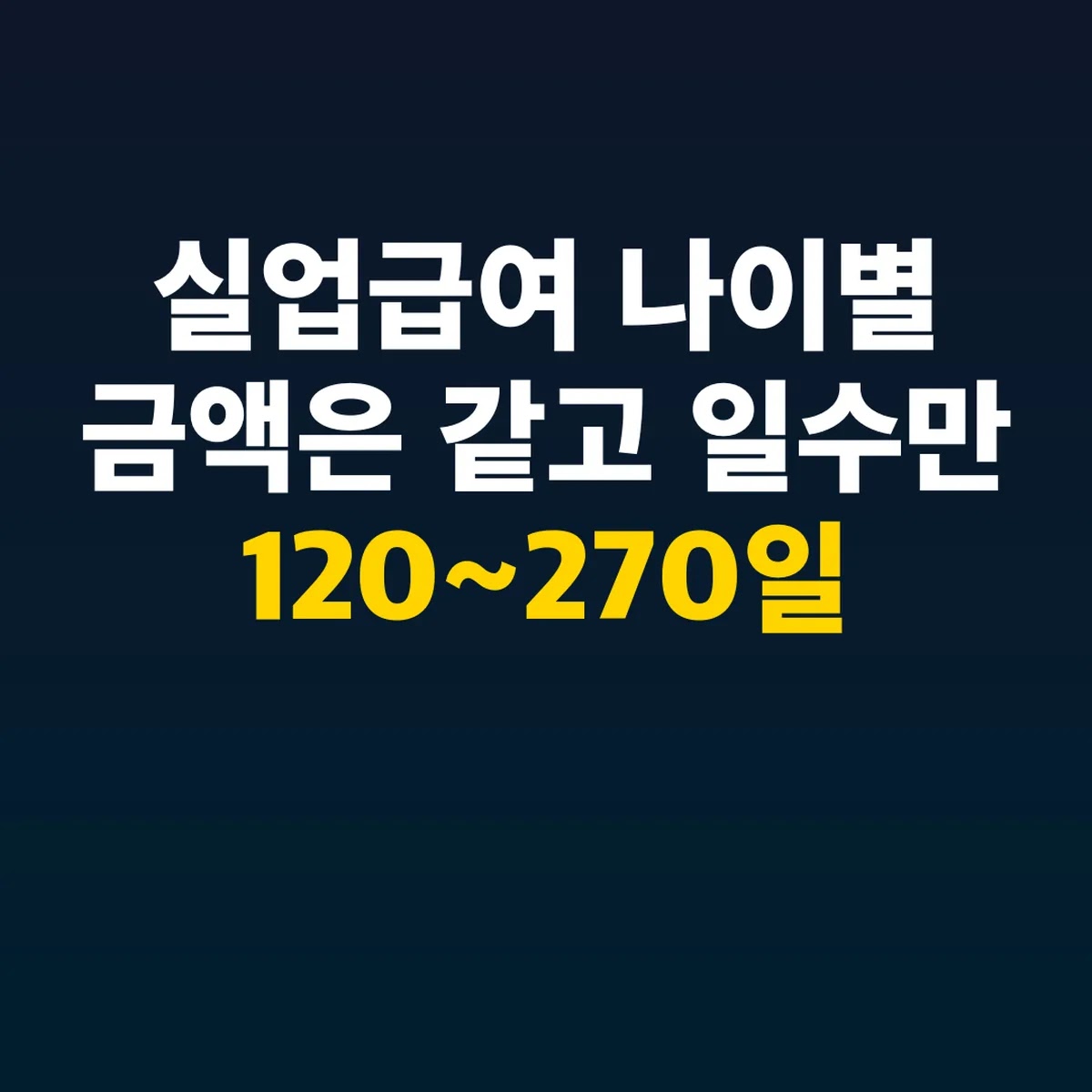 실업급여 나이별 금액은 같고 일수만 120~270일