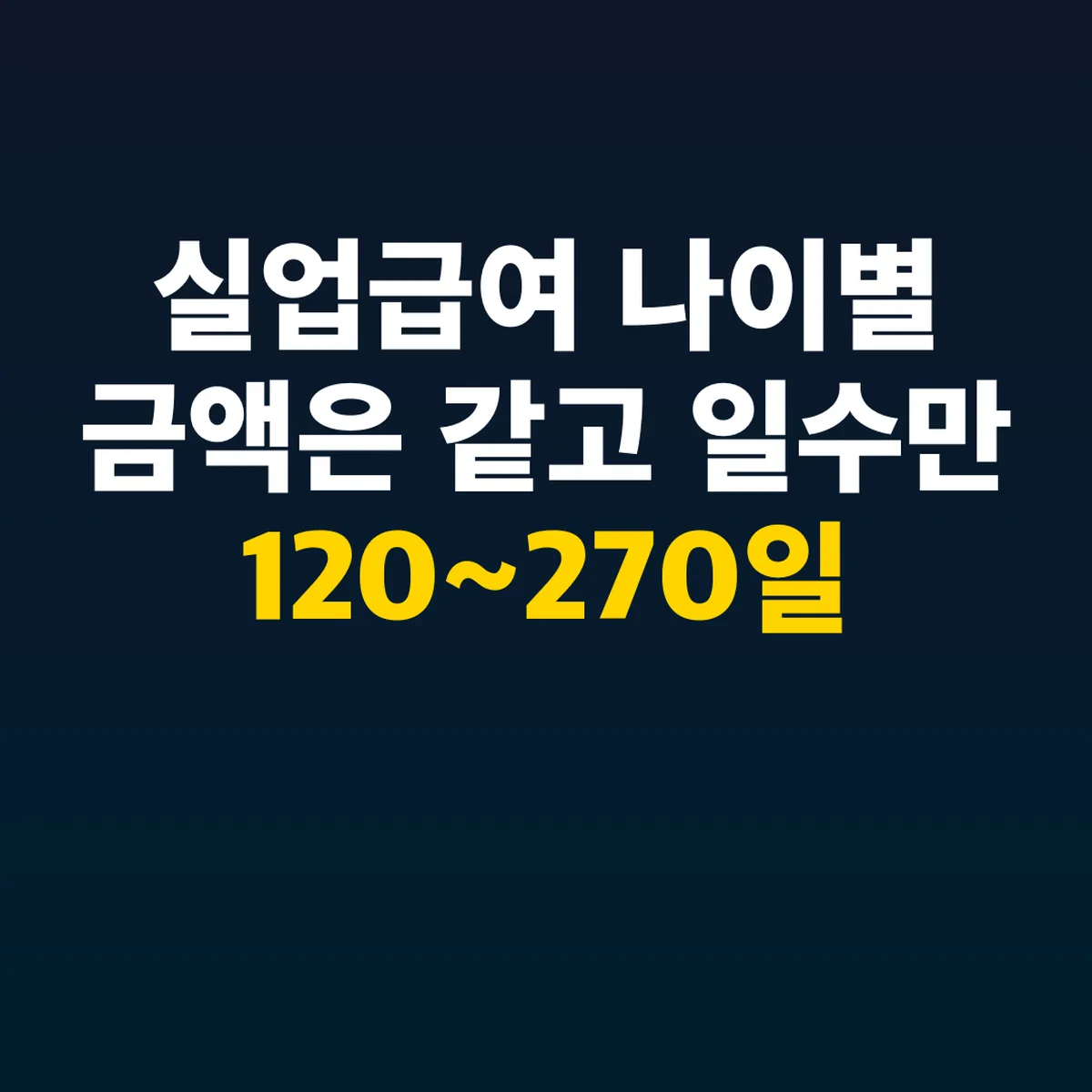 실업급여 나이별 금액은 같고 일수만 120~270일