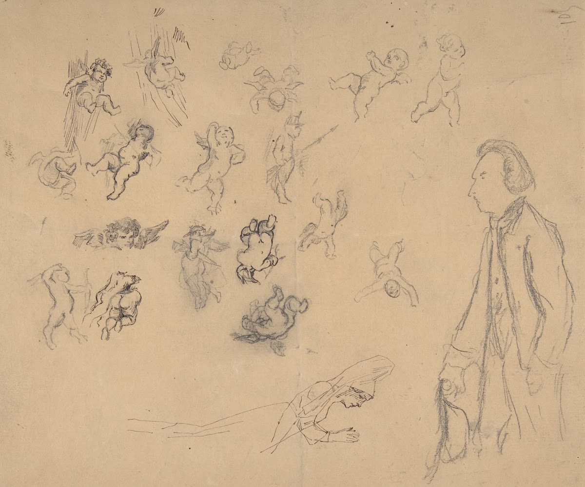 Sheet with putti and several figures