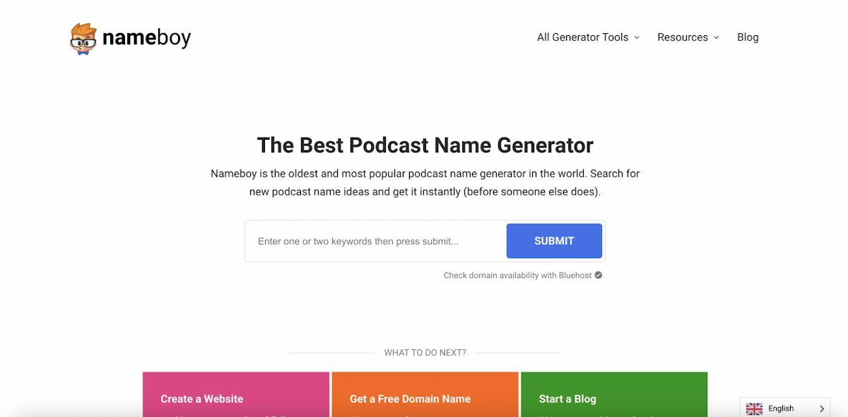 Captura de Podcast Name Generator