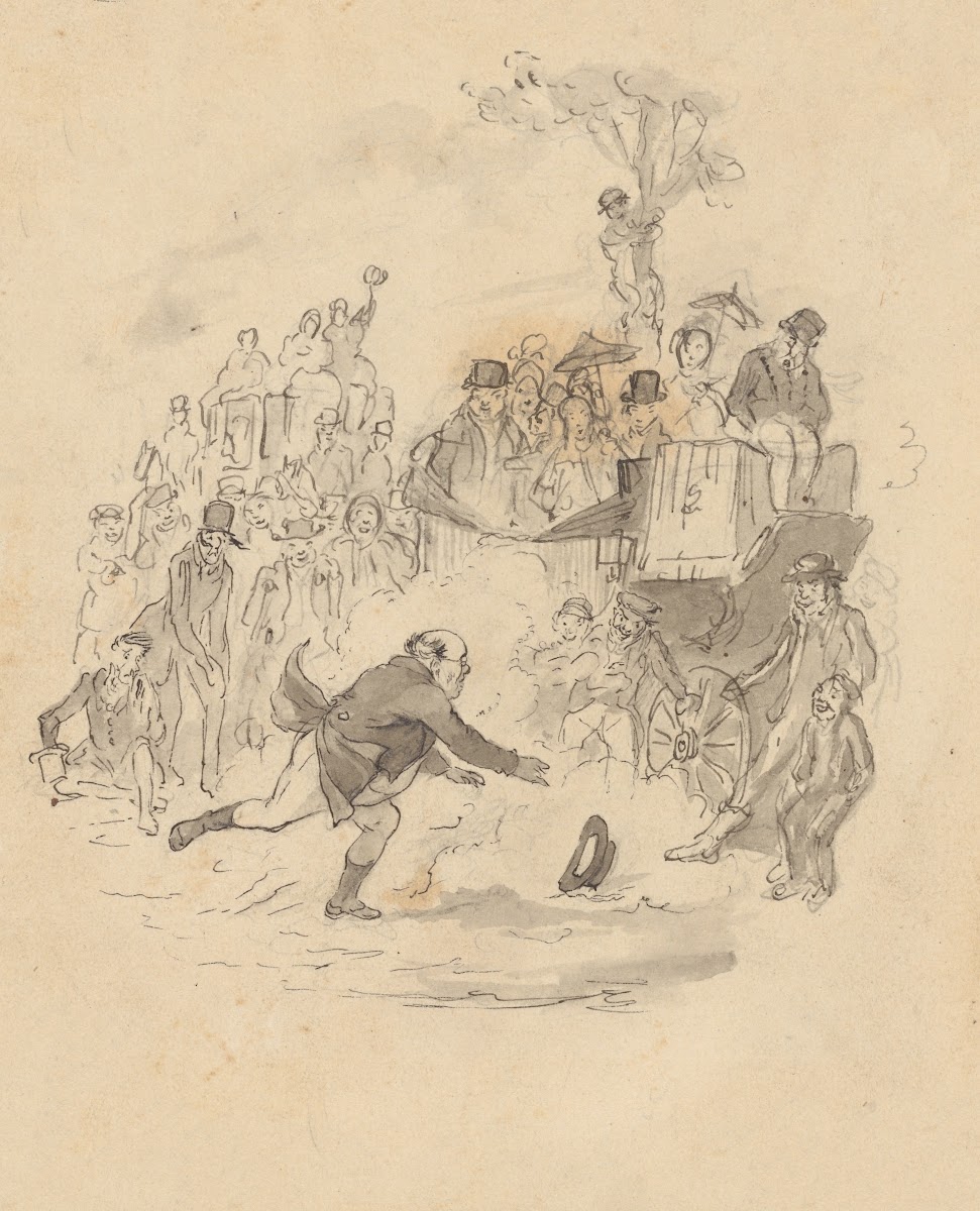 Mr Pickwick in chase of his hat 1836