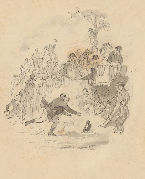 Mr Pickwick in chase of his hat 1836