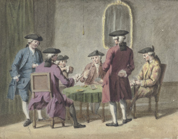 Kaartspelende heren in interieur 1735   1800