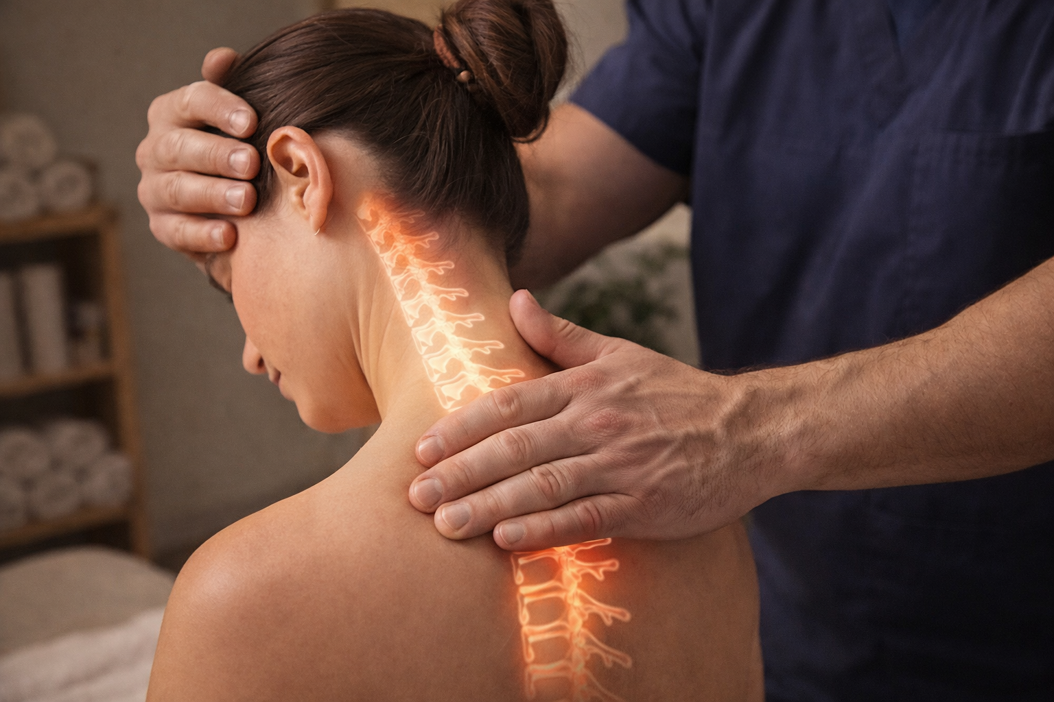 Neck and shoulder massage in Campsie treatment room