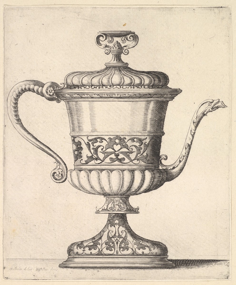 Jug with lid engraved with arabesque pattern 1649
