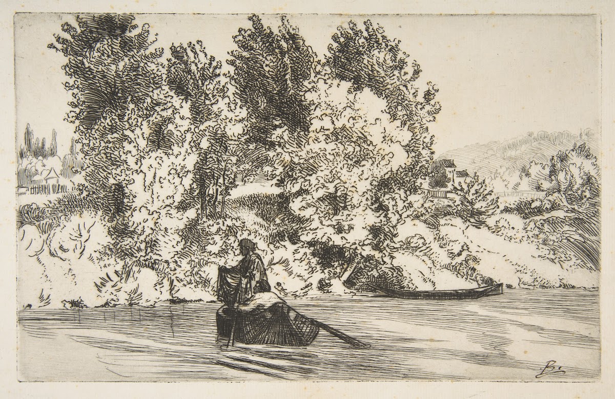 Fisherman with a net 1868