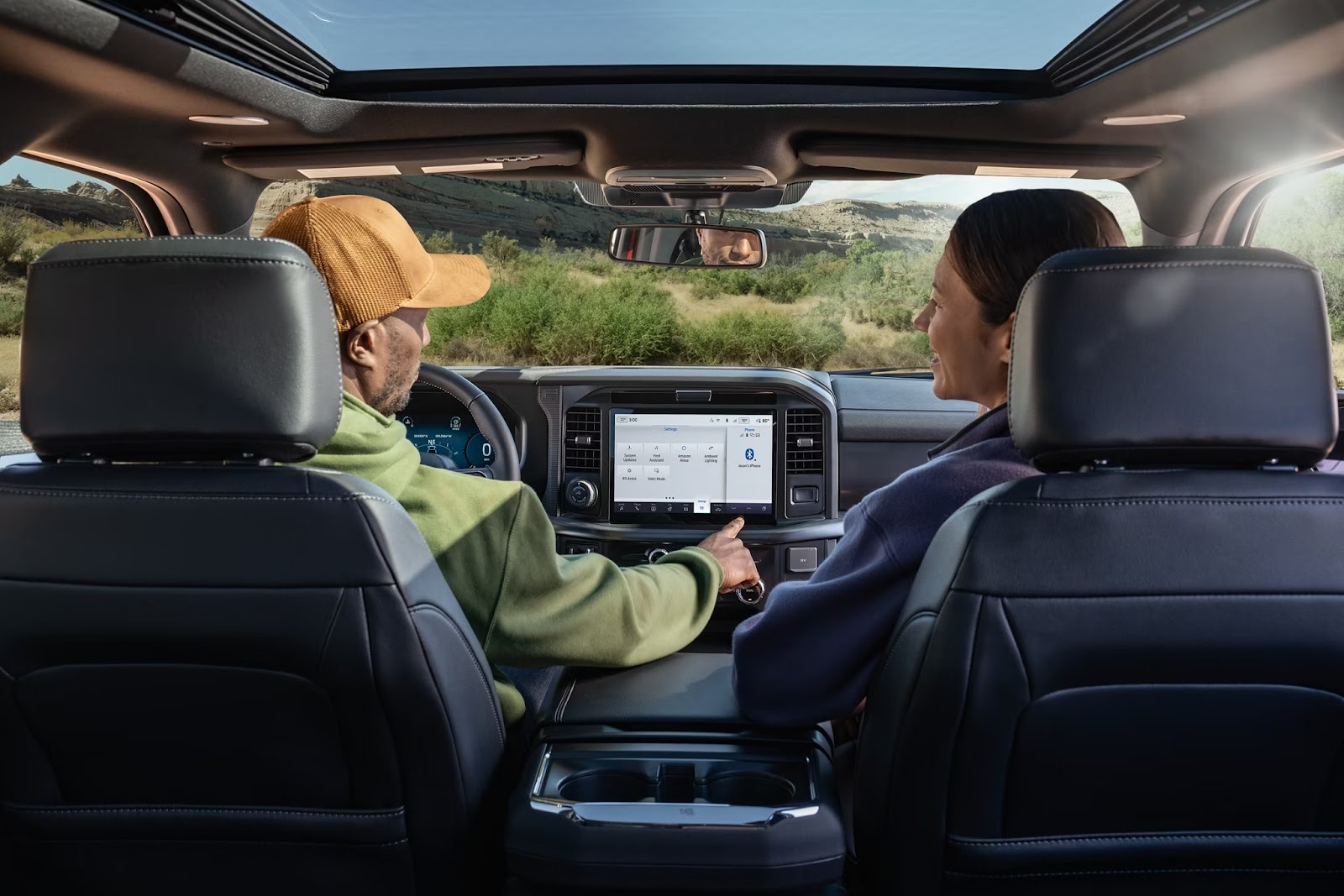 2026 Ford F-150 interior cabin showing spacious dimensions and technology features
