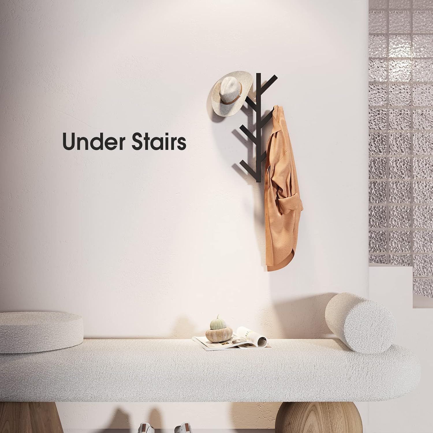 Metal wall coat rack, 40.6 × 14.5 × 6.6 cm