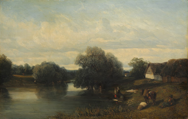 Cottage by the River with Washerwomen 1835