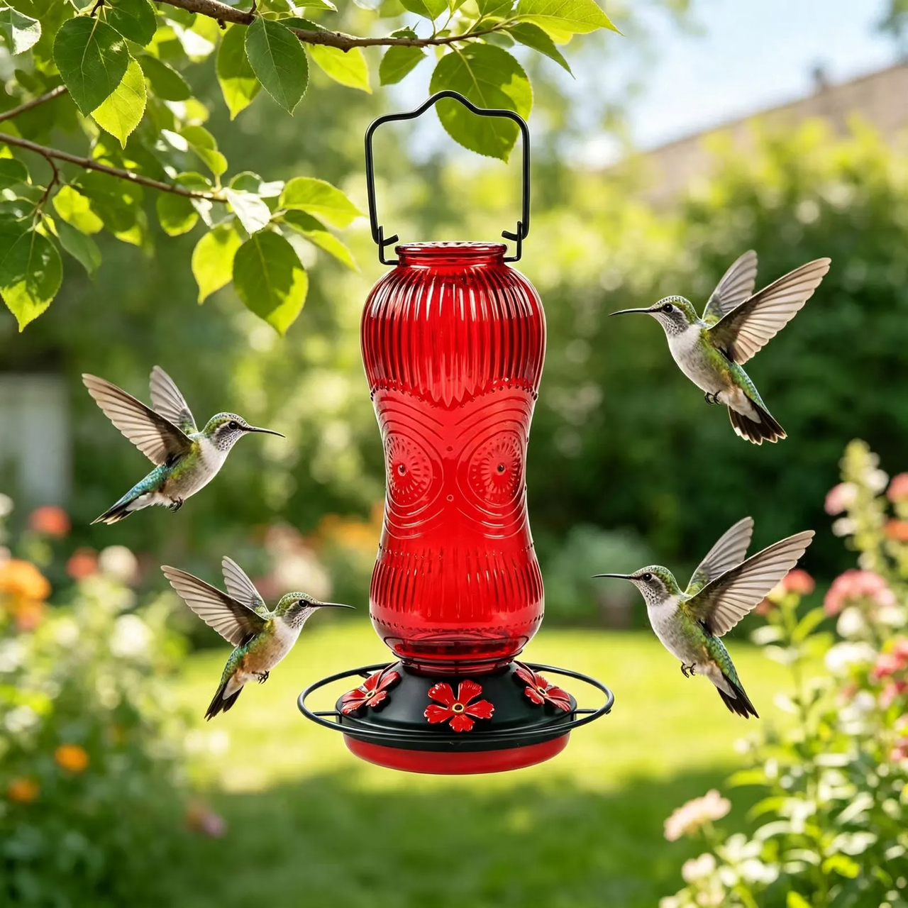 Decorative Glass Feeder for Hummingbirds