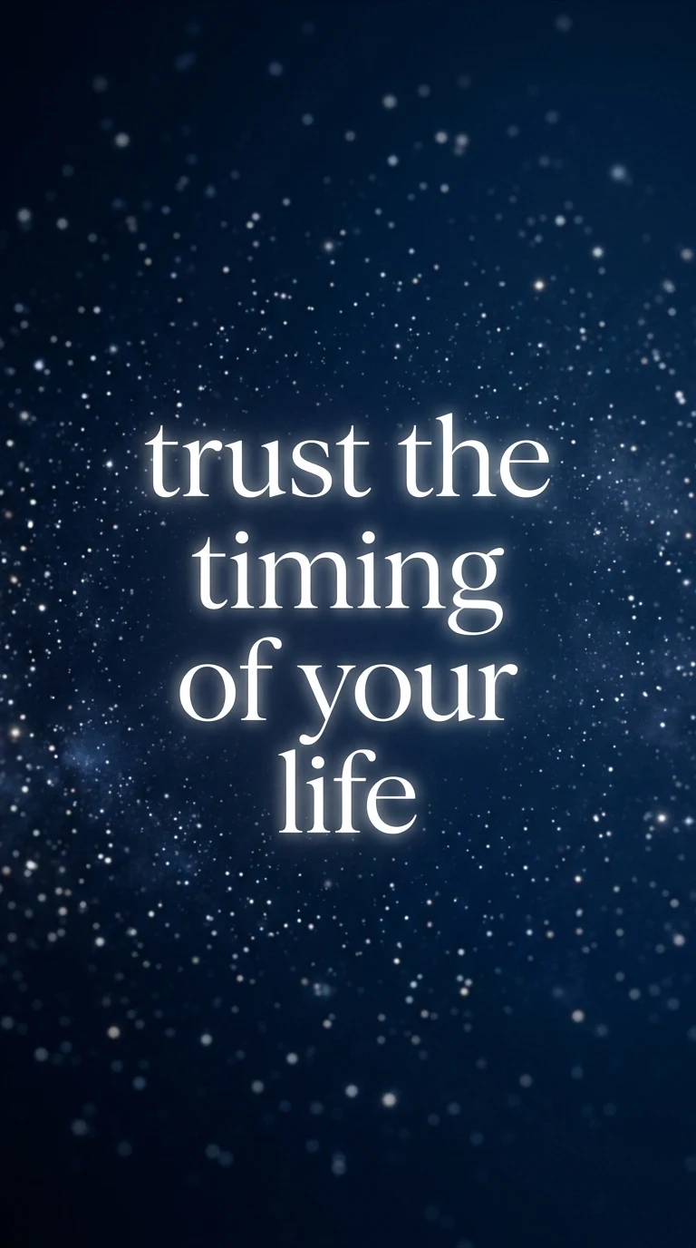 Cosmic Midnight Blue Trust The Timing Typography Background - Free 4K mobile Wallpaper