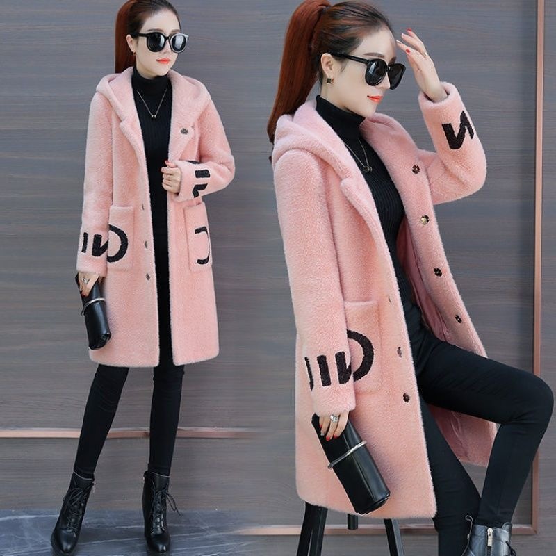 Lamb Fleece Coat, Mid-Length, Women's