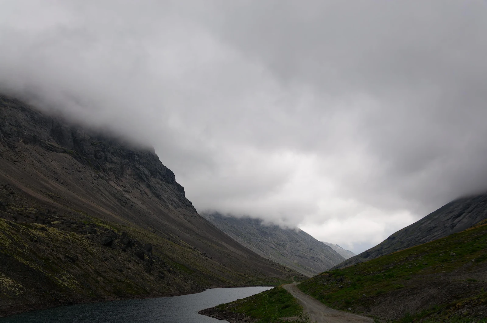 Mountain Landscape, Cloudy Sky, Dirt Road, Valley 4K Wallpaper Background (4288x2848)