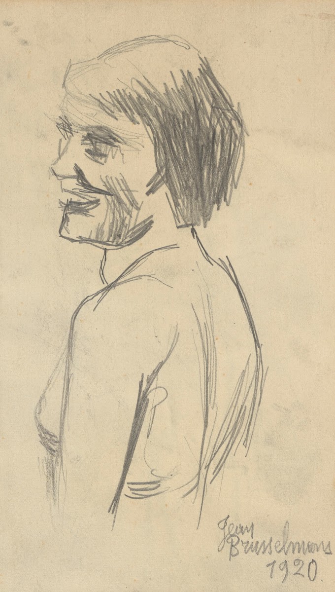 Nude female bust in profile 1920